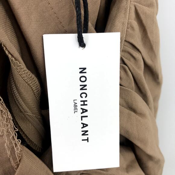 NONchalant Label Josie Jumpsuit S Sleeveless Padded Keyhole Pocket Pleated Camel - Picture 5 of 9